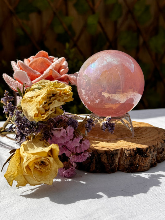 Aura Rose Quartz Sphere 68mm