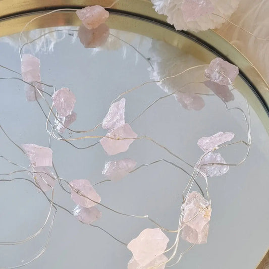 Two Libras Crystal String fairy Lights - Rose Quartz