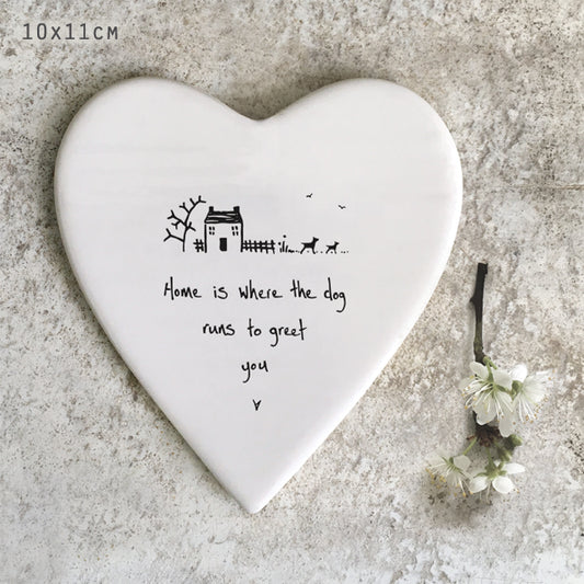 East of India Porcelain Heart Coaster - Home Is