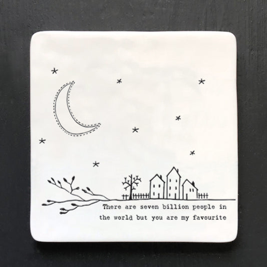 East of India Porcelain Square Coaster - Seven Billion People