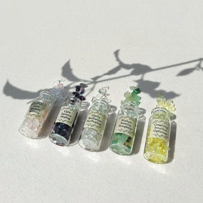 Mini Glass  Bottle of Crystal Chips - Clear Quartz