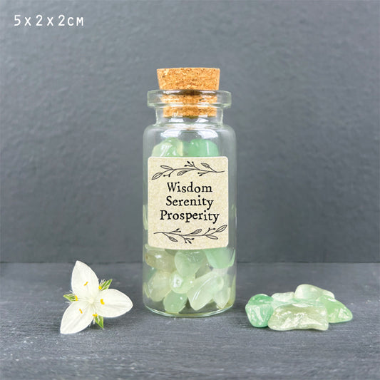 Mini Glass Bottle of Crystal Chips - Green Aventurine