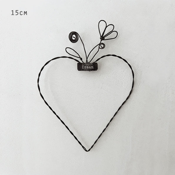 East of India Medium Wire Heart Hanger - Dream