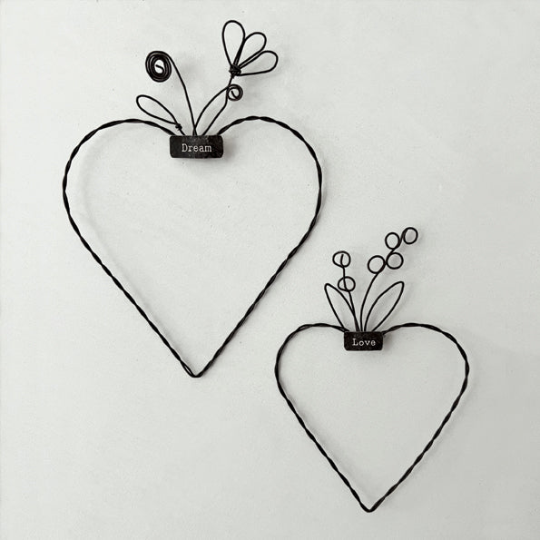 East of India Medium Wire Heart Hanger - Dream