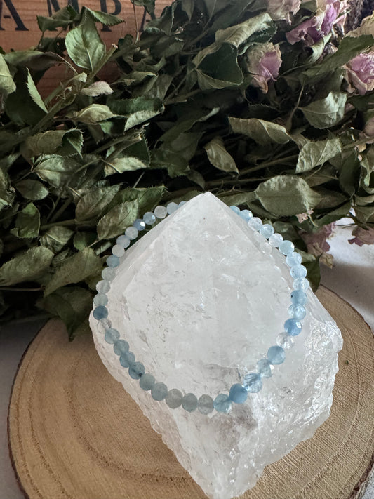 Aquamarine Faceted Bead Bracelet