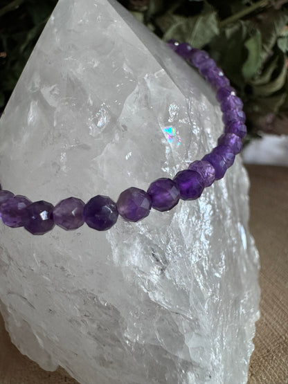 Amethyst Faceted Bead Bracelet