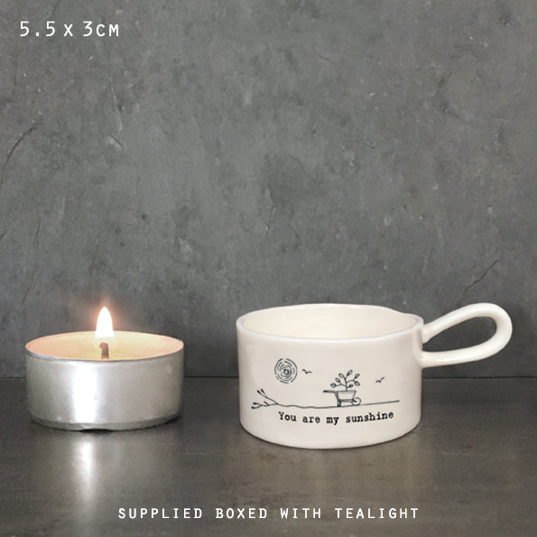 East of India Handled Tea Light Holder - My Sunshine