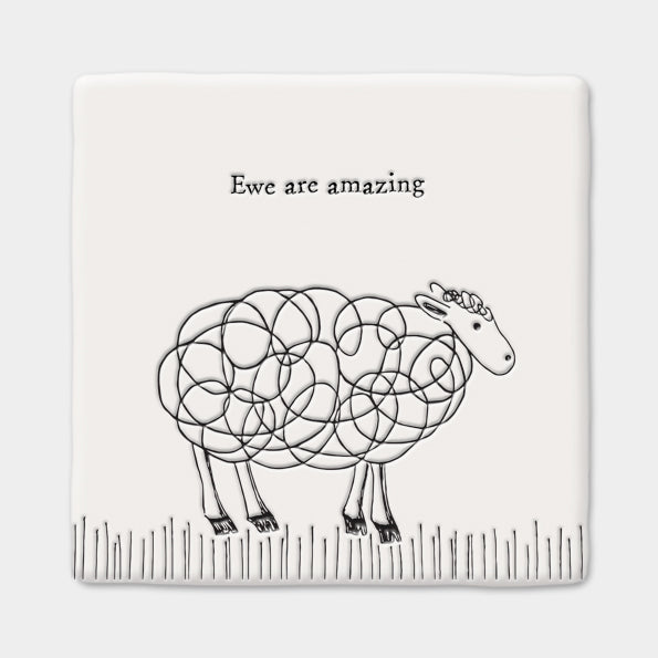 East of India Porcelain Square Coaster - Ewe Are Amazing