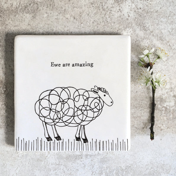 East of India Porcelain Square Coaster - Ewe Are Amazing