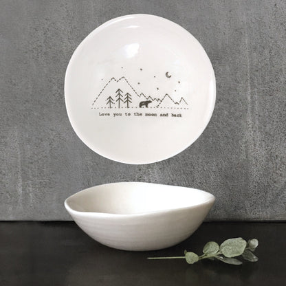 East Of India Medium Porcelain Bowl - Moon And Back