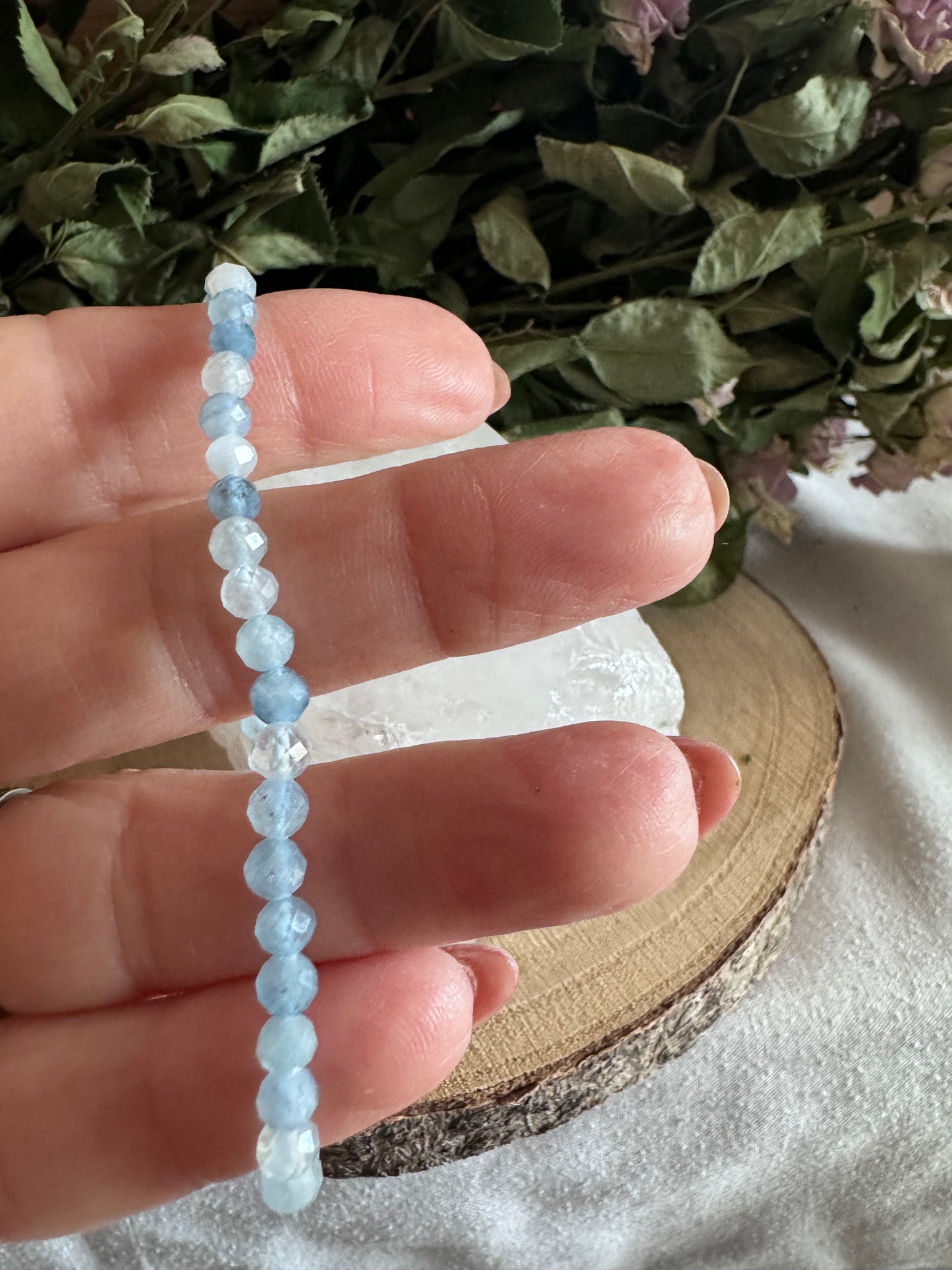 Aquamarine Faceted Bead Bracelet