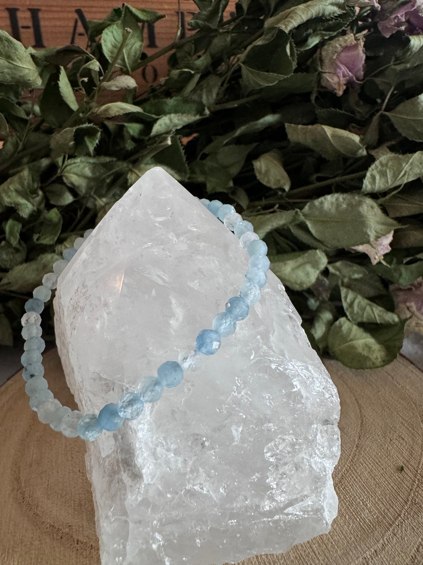 Aquamarine Faceted Bead Bracelet