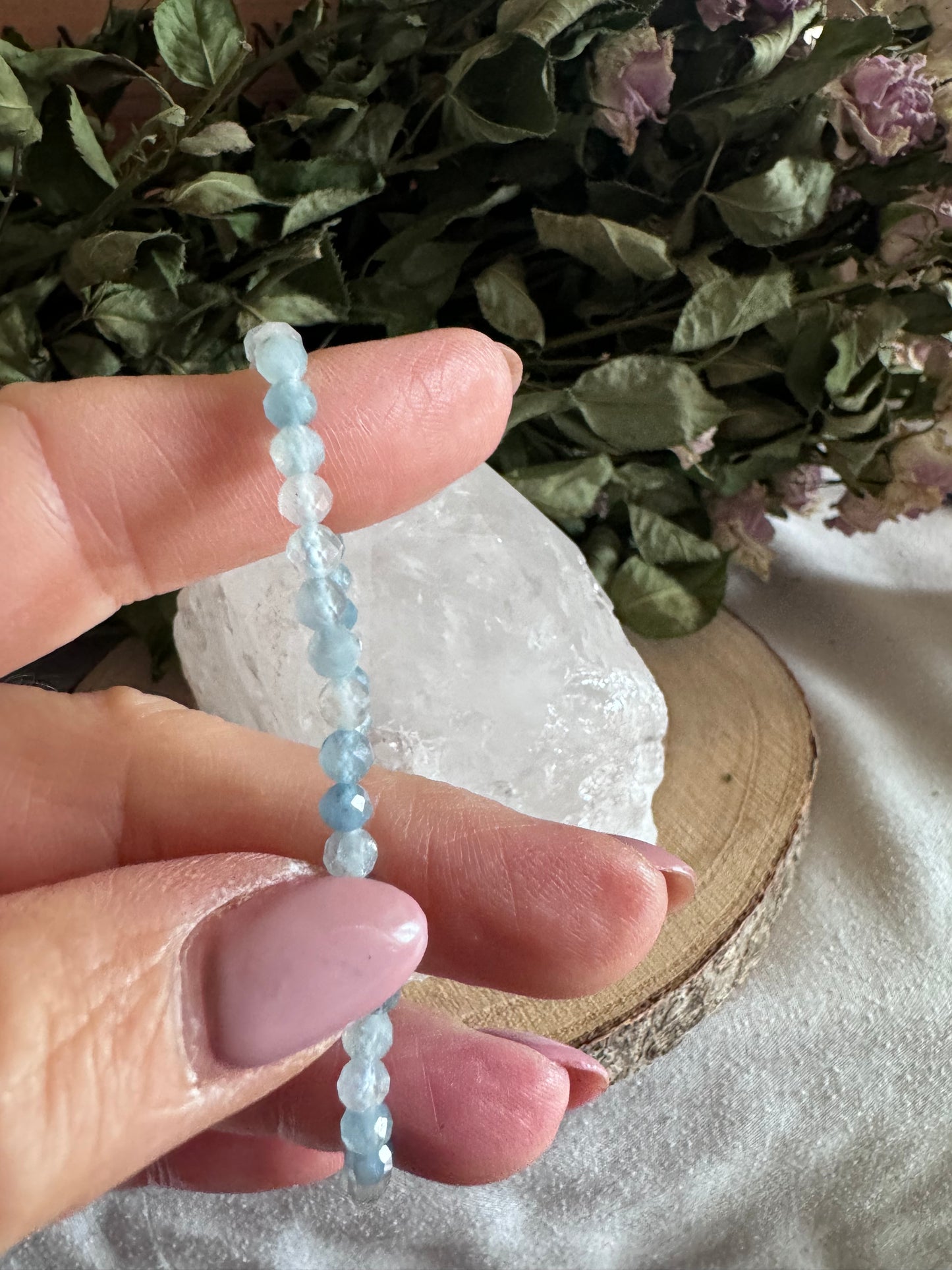 Aquamarine Faceted Bead Bracelet