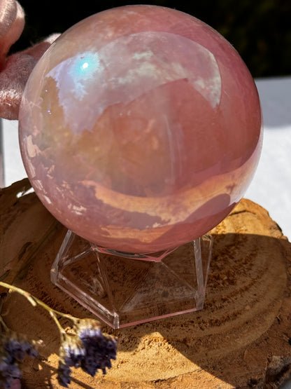 Aura Rose Quartz Sphere 68mm