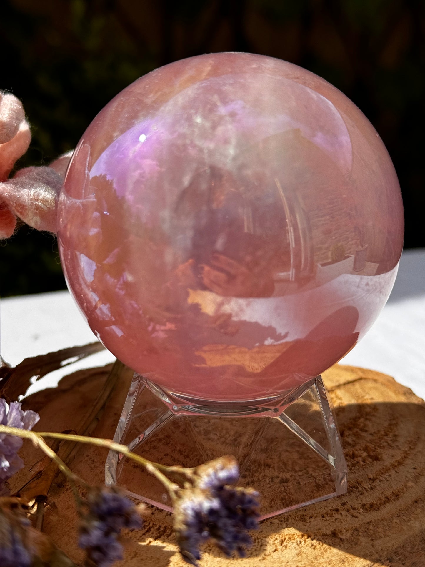 Aura Rose Quartz Sphere 68mm