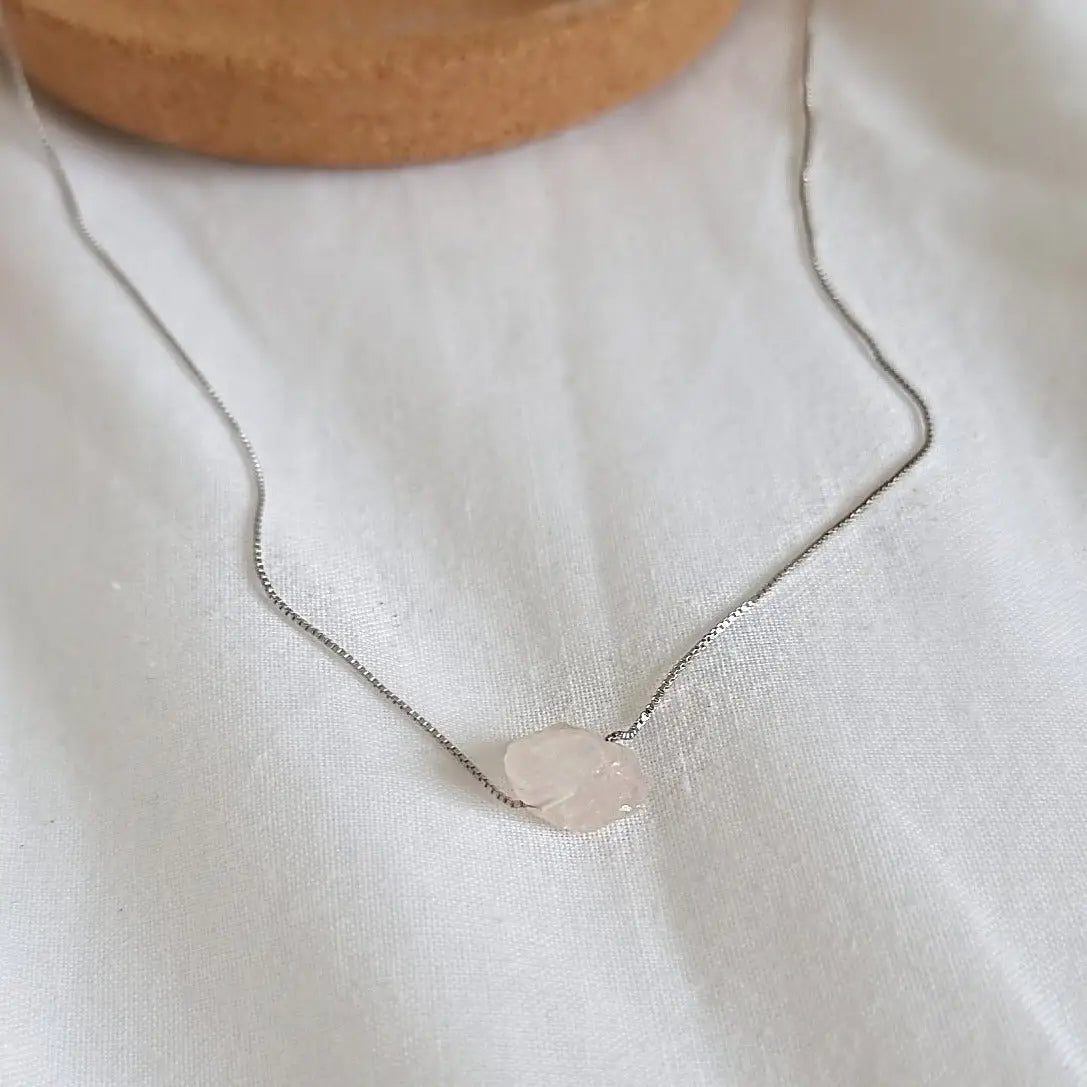 Two Libras  Sterling Silver Rose Quartz Necklace