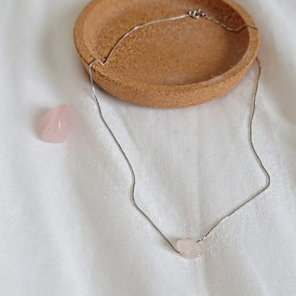 Two Libras  Sterling Silver Rose Quartz Necklace