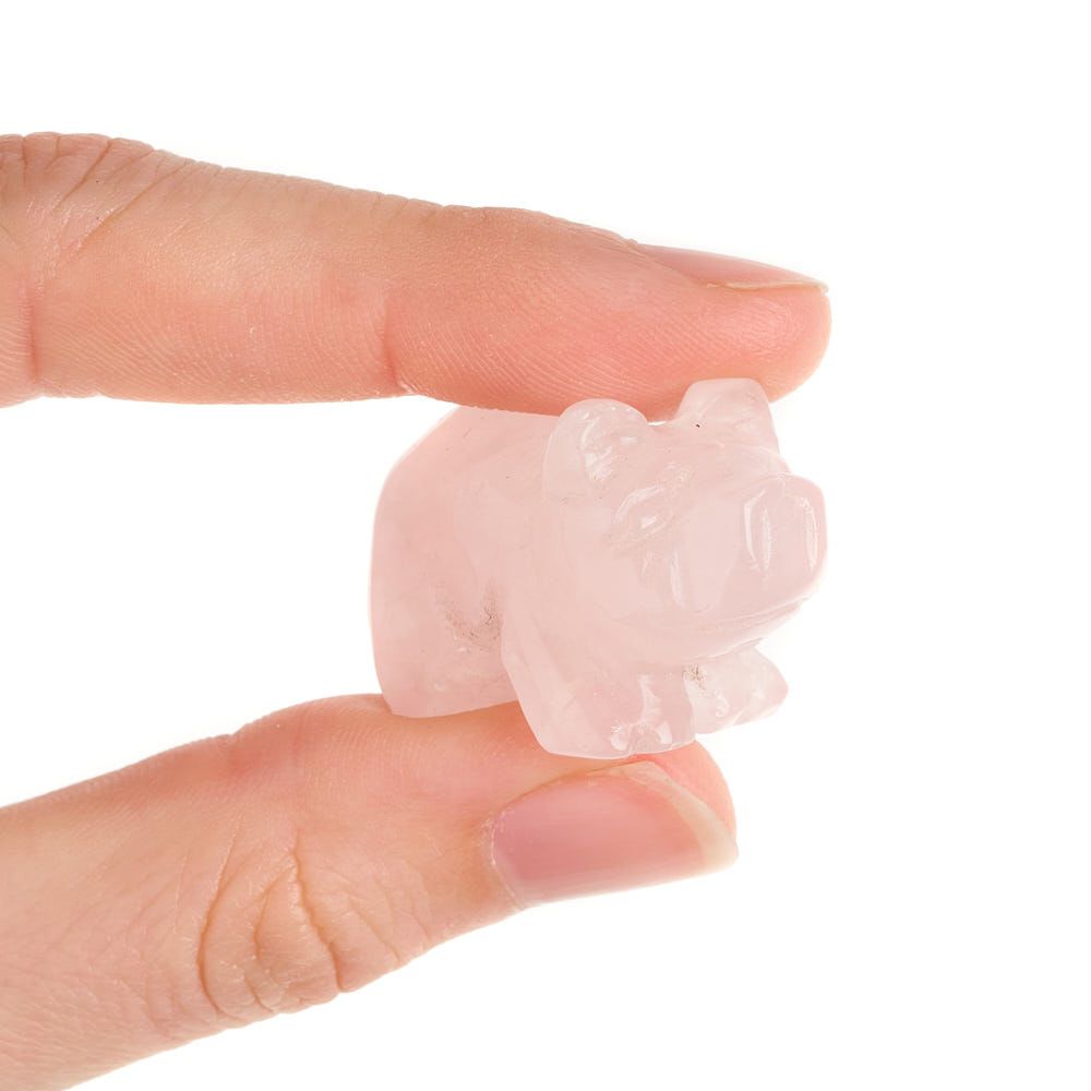 Rose Quartz Mini Pig Carving